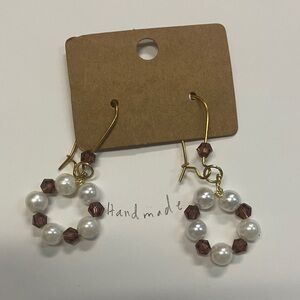 Gold and Brown Pearl Hoop Earrings